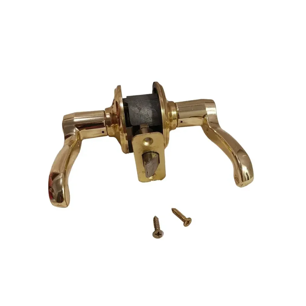 Schlage Brass DOOR KNOB‎ Bed Bath GOLD FRENCH Lever Push Button Lock Vintage